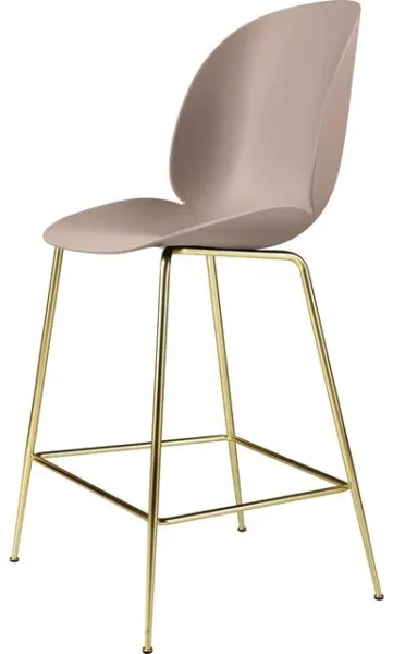 GUBI Beetle Barhocker H65 Conic Base Messing Semi Matt/Sweet Pink