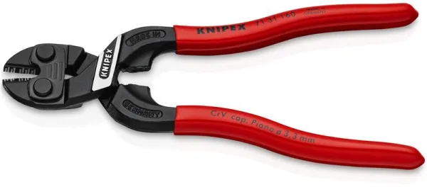 Knipex KNIPEX CoBolt® S Kompakte Bolzenschneider mit Aussparung in der Schneide, schwarz atramentiert, mit Kunststoff überzogen 160 mm