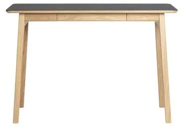 Magnus Olesen Freya Schreibtisch Massiv Eiche Lackiert/Schwarzes Linoleum 4023 Forbo