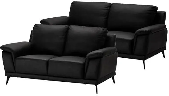 Dortmund Sofaset in schwarzem Leder - 2 + 3 Pers.