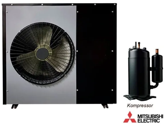 Luft-Wasser-Wärmepumpe Andersen Electric Nordic One mit WiFi, 7 kW, Schwarz